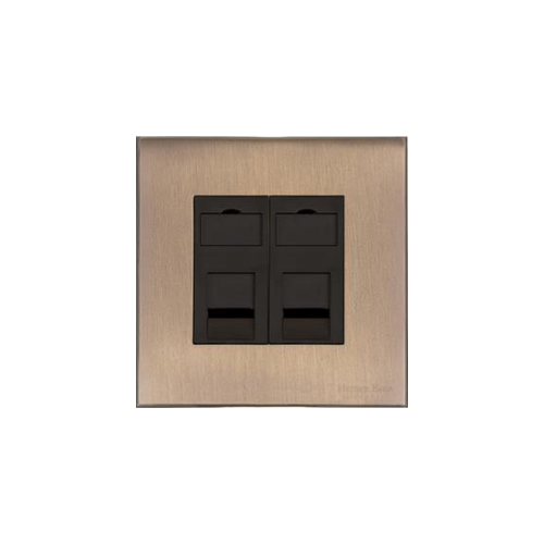 Windsor Range Antique Brass Switches & Sockets, WN91 - 2 Gang Secondary Line Socket by Heritage Brass By M-Marcus