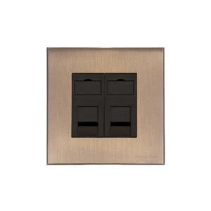 Windsor Range Matt Antique Brass Switches & Sockets, WN92 - 2 Gang CAT6 by Heritage Brass By M-Marcus
