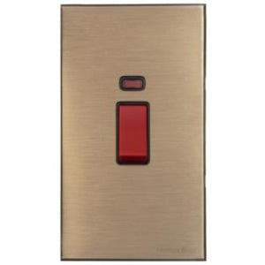 Windsor Range Antique Brass Switches & Sockets, WN91 - 45A DP Cooker Switch with Neon (tall plate) by Heritage Brass By M-Marcus