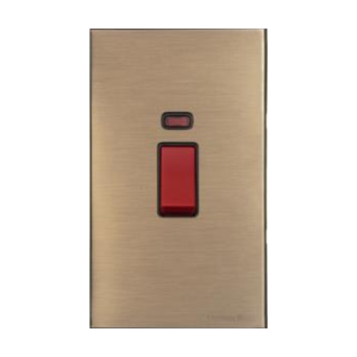 Windsor Range Antique Brass Switches & Sockets, WN91 - 45A DP Cooker Switch with Neon (tall plate) by Heritage Brass By M-Marcus