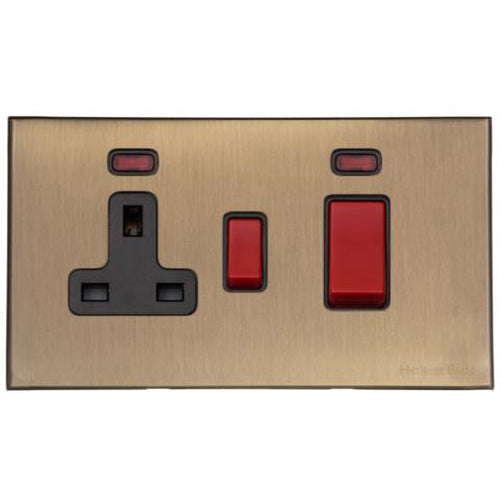 Windsor Range Antique Brass Switches & Sockets, WN91 - 45A Cooker Unit + 13A Socket by Heritage Brass By M-Marcus