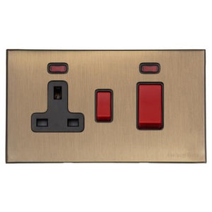 Windsor Range Matt Antique Brass Switches & Sockets, WN92 - 45A Cooker Unit + 13A Socket by Heritage Brass By M-Marcus