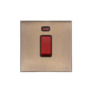 Windsor Range Antique Brass Switches & Sockets, WN91 - 45A DP Cooker Switch with Neon (single plate) by Heritage Brass By M-Marcus