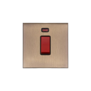 Windsor Range Antique Brass Switches & Sockets, WN91 - 45A DP Cooker Switch with Neon (single plate) by Heritage Brass By M-Marcus
