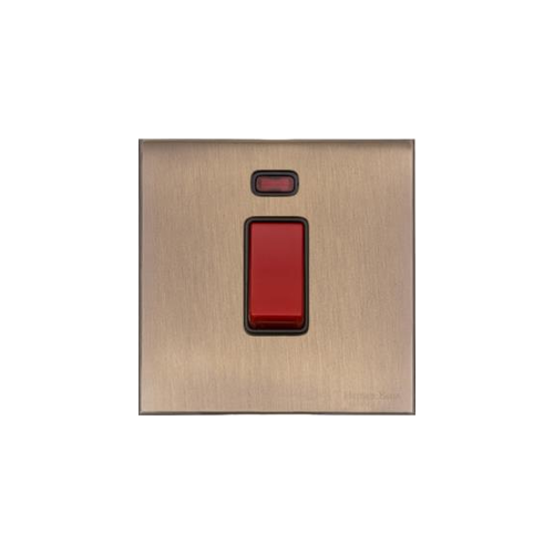 Windsor Range Antique Brass Switches & Sockets, WN91 - 45A DP Cooker Switch with Neon (single plate) by Heritage Brass By M-Marcus