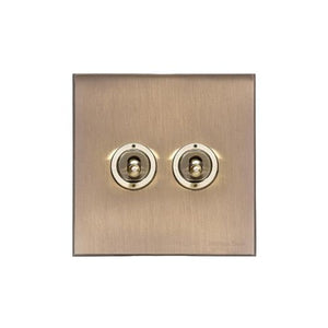 Windsor Range Antique Brass Switches & Sockets, WN91 - 2 Gang Toggle Switch by Heritage Brass By M-Marcus