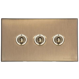 Windsor Range Matt Antique Brass Switches & Sockets, WN92 - 3 Gang Toggle Switch by Heritage Brass By M-Marcus