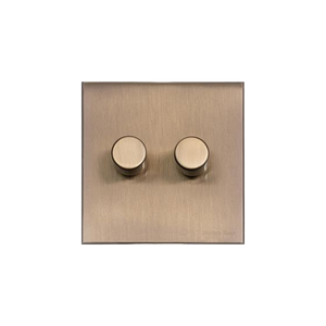 Windsor Range Matt Antique Brass Switches & Sockets, WN92 - 2 Gang Dimmer 400 watts (Compatible with halogen/ incandescent bulbs) by Heritage Brass By M-Marcus