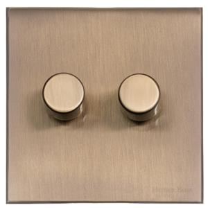 Windsor Range Matt Antique Brass Switches & Sockets, WN92 - 2 Gang TED Dimmer (Compatible with LED Lamps) by Heritage Brass By M-Marcus