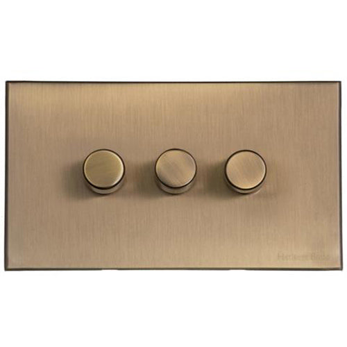 Windsor Range Antique Brass Switches & Sockets, WN91 - 3 Gang Dimmer 250 watts (Compatible with halogen/ incandescent bulbs) by Heritage Brass By M-Marcus