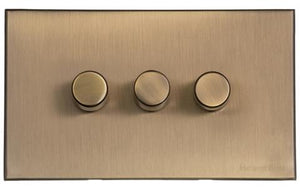 Windsor Range Matt Antique Brass Switches & Sockets, WN92 - 3 Gang TED Dimmer (Compatible with LED Lamps) by Heritage Brass By M-Marcus
