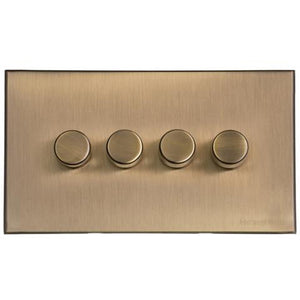 Windsor Range Antique Brass Switches & Sockets, WN91 - 4 Gang Dimmer 250 watts (Compatible with halogen/ incandescent bulbs) by Heritage Brass By M-Marcus