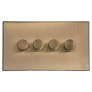 Windsor Range Antique Brass Switches & Sockets, WN91 - 4 Gang TED Dimmer (Compatible with LED Lamps) by Heritage Brass By M-Marcus