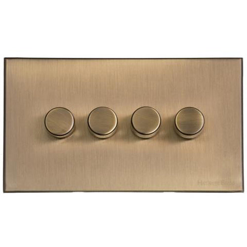 Windsor Range Antique Brass Switches & Sockets, WN91 - 4 Gang Dimmer 400 watts(Compatible with halogen/ incandescent bulbs) by Heritage Brass By M-Marcus