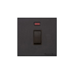 Windsor Range Jet Black (Project Finish) 20A Double Pole Switch with Neon