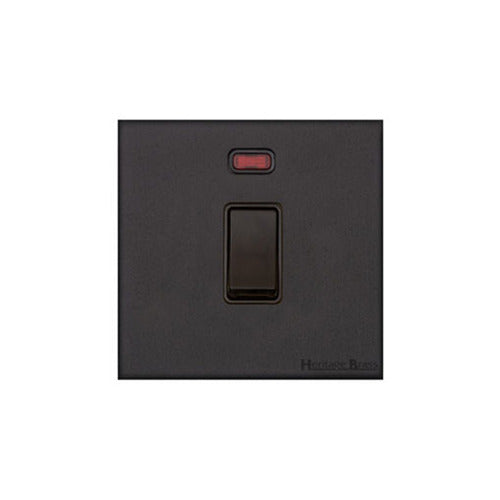 Windsor Range Jet Black (Project Finish) 20A Double Pole Switch with Neon