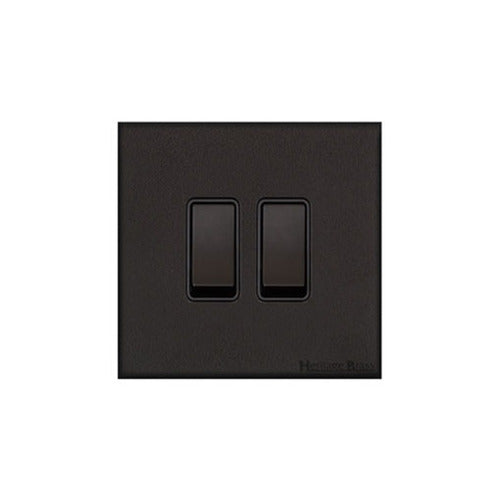 Windsor Range Jet Black (Project Finish) 2 Gang 2-Way Rocker Switch