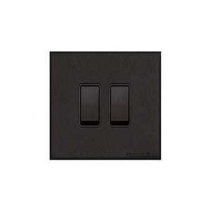 Windsor Range Matt Black Switches & Sockets, WBK - 2 Gang Rocker Switch by Heritage Brass By M-Marcus