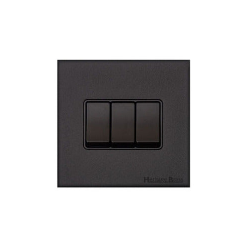 Windsor Range Jet Black (Project Finish) 3 Gang 2-Way Rocker Switch