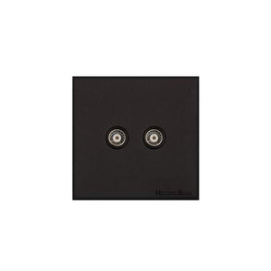 Windsor Range Matt Black Switches & Sockets, WBK - 2 Gang TV Coaxial Socket by Heritage Brass By M-Marcus