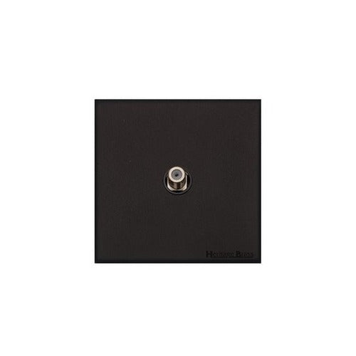 Windsor Range Matt Black Switches & Sockets, WBK - 1 Gang Satellite Socket by Heritage Brass By M-Marcus