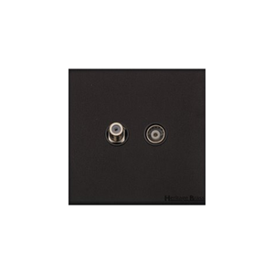 Windsor Range Matt Black Switches & Sockets, WBK - 2 Gang Secondary Line Socket by Heritage Brass By M-Marcus