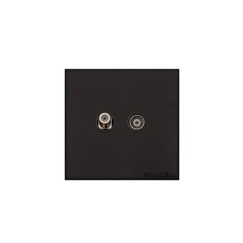 Windsor Range Matt Black Switches & Sockets, WBK - TV/Satellite Socket by Heritage Brass By M-Marcus