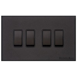 Windsor Range Jet Black (Project Finish) 4 Gang 2-Way Rocker Switch