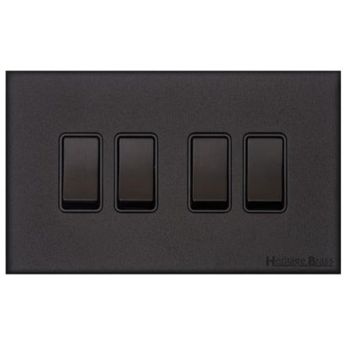 Windsor Range Jet Black (Project Finish) 4 Gang 2-Way Rocker Switch