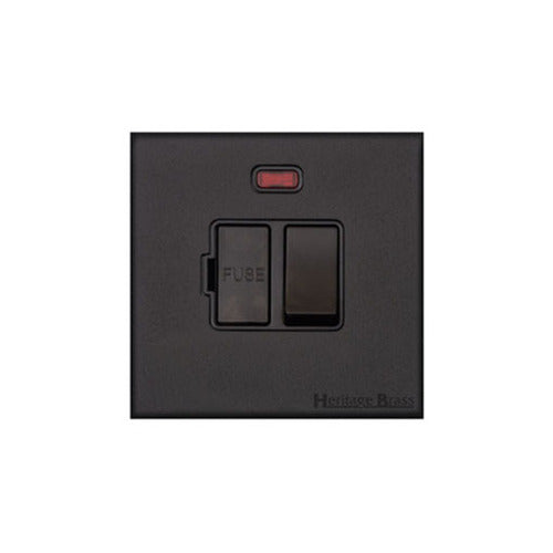 Windsor Range Matt Black Switches & Sockets, WBK - Switched Spur with Neon (13 Amp) by Heritage Brass By M-Marcus