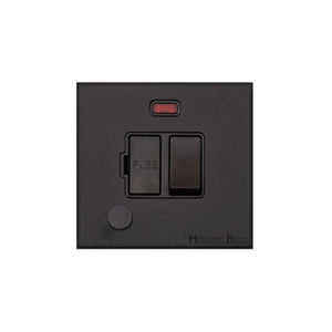 Windsor Range Matt Black Switches & Sockets, WBK - Switched Spur with Neon + Cord (13 Amp) by Heritage Brass By M-Marcus
