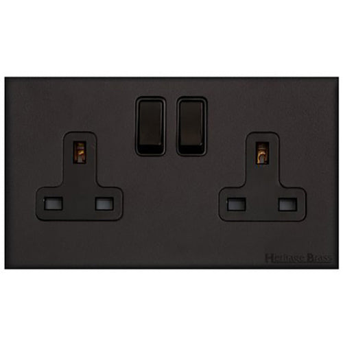 Windsor Range Matt Black Switches & Sockets, WBK - Double Socket (13 Amp) by Heritage Brass By M-Marcus