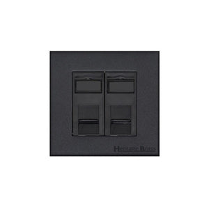Windsor Range Matt Black Switches & Sockets, WBK - 2 Gang Master Line Socket by Heritage Brass By M-Marcus