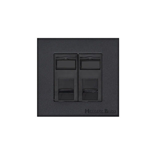 Windsor Range Matt Black Switches & Sockets, WBK - 2 Gang Master Line Socket by Heritage Brass By M-Marcus