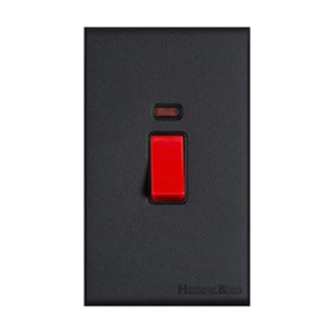 Windsor Range Matt Black Switches & Sockets, WBK - 1 Gang Intermediate Rocker Switch by Heritage Brass By M-Marcus