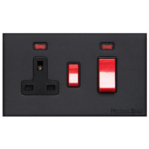 Windsor Range Matt Black Switches & Sockets, WBK - 45A Cooker Unit + 13A Socket by Heritage Brass By M-Marcus
