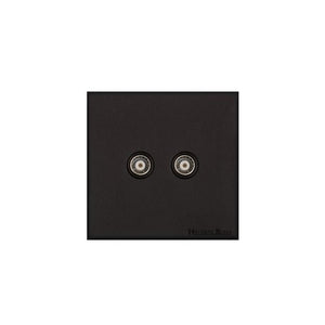 Windsor Range Matt Black Switches & Sockets, WBK - TV/FM Diplexed Socket by Heritage Brass By M-Marcus