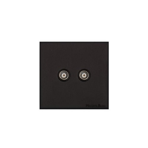 Windsor Range Matt Black Switches & Sockets, WBK - TV/FM Diplexed Socket by Heritage Brass By M-Marcus