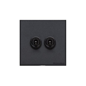 Windsor Range Jet Black (Project Finish) 2 Gang 2-Way Classic Toggle Switch