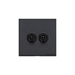 Windsor Range Matt Black Switches & Sockets, WBK - 2 Gang Toggle Switch by Heritage Brass By M-Marcus