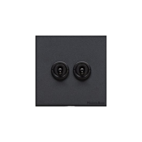Windsor Range Matt Black Switches & Sockets, WBK - 2 Gang Toggle Switch by Heritage Brass By M-Marcus