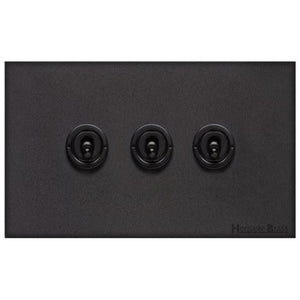 Windsor Range Jet Black (Project Finish) 3 Gang 2-Way Classic Toggle Switch