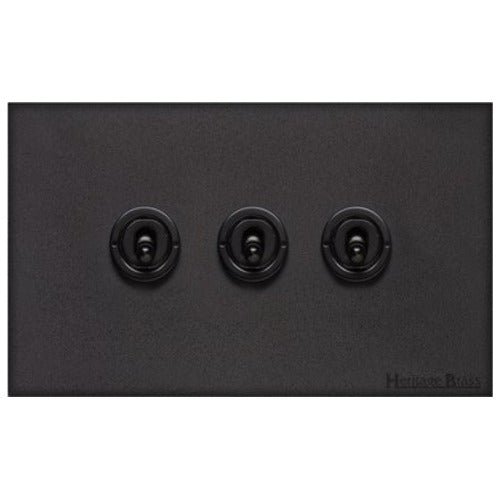 Windsor Range Jet Black (Project Finish) 3 Gang 2-Way Classic Toggle Switch
