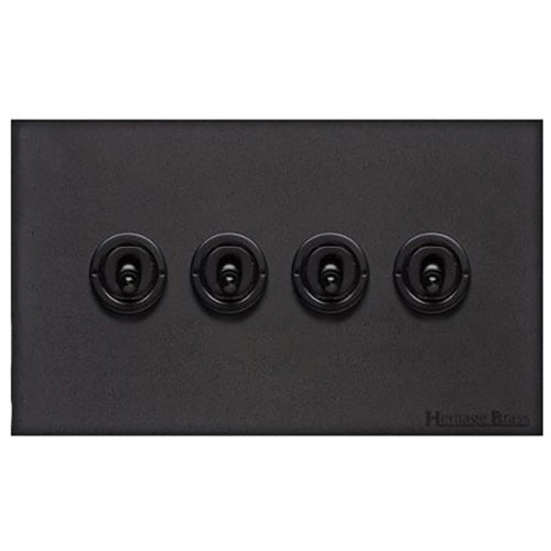 Windsor Range Matt Black Switches & Sockets, WBK - 4 Gang Toggle Switch by Heritage Brass By M-Marcus