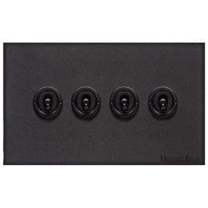 Windsor Range Jet Black (Project Finish) 4 Gang 2-Way Classic Toggle Switch