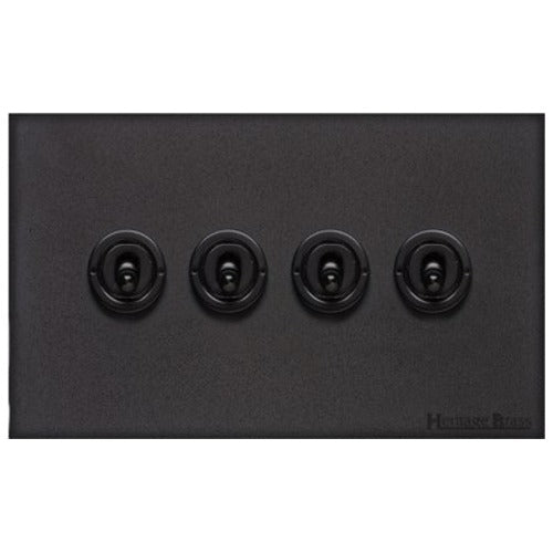 Windsor Range Jet Black (Project Finish) 4 Gang 2-Way Classic Toggle Switch