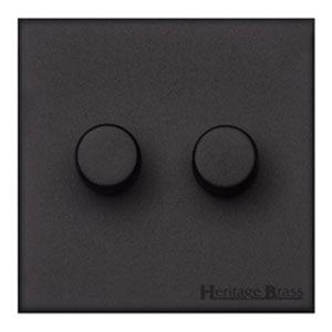 Windsor Range Matt Black Switches & Sockets, WBK - 2G Multi Location Secondary Dimmer by Heritage Brass By M-Marcus