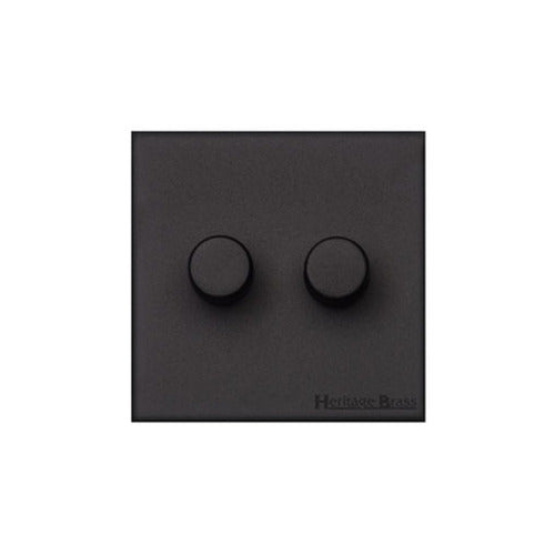 Windsor Range Matt Black Switches & Sockets, WBK - 2 Gang Dimmer 400 watts (Compatible with halogen/ incandescent bulbs) by Heritage Brass By M-Marcus