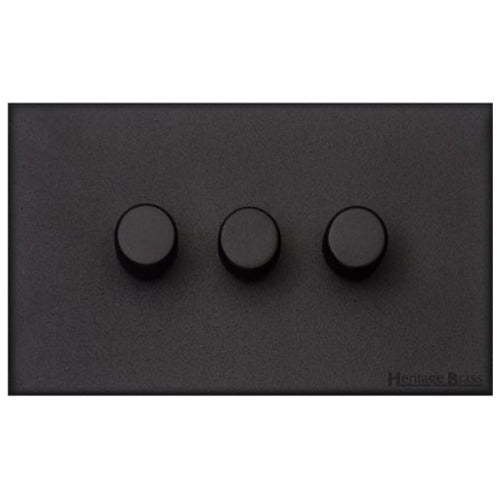 Windsor Range Matt Black Switches & Sockets, WBK - 3G Multi Location Primary Dimmer by Heritage Brass By M-Marcus