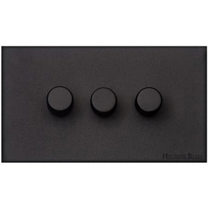 Windsor Range Matt Black Switches & Sockets, WBK - 3G Multi Location Secondary Dimmer by Heritage Brass By M-Marcus